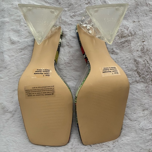 NEW YORK & COMPANY Heather Multi Color Clear Block Heel Mules Size 7 NWOB - Picture 5 of 7